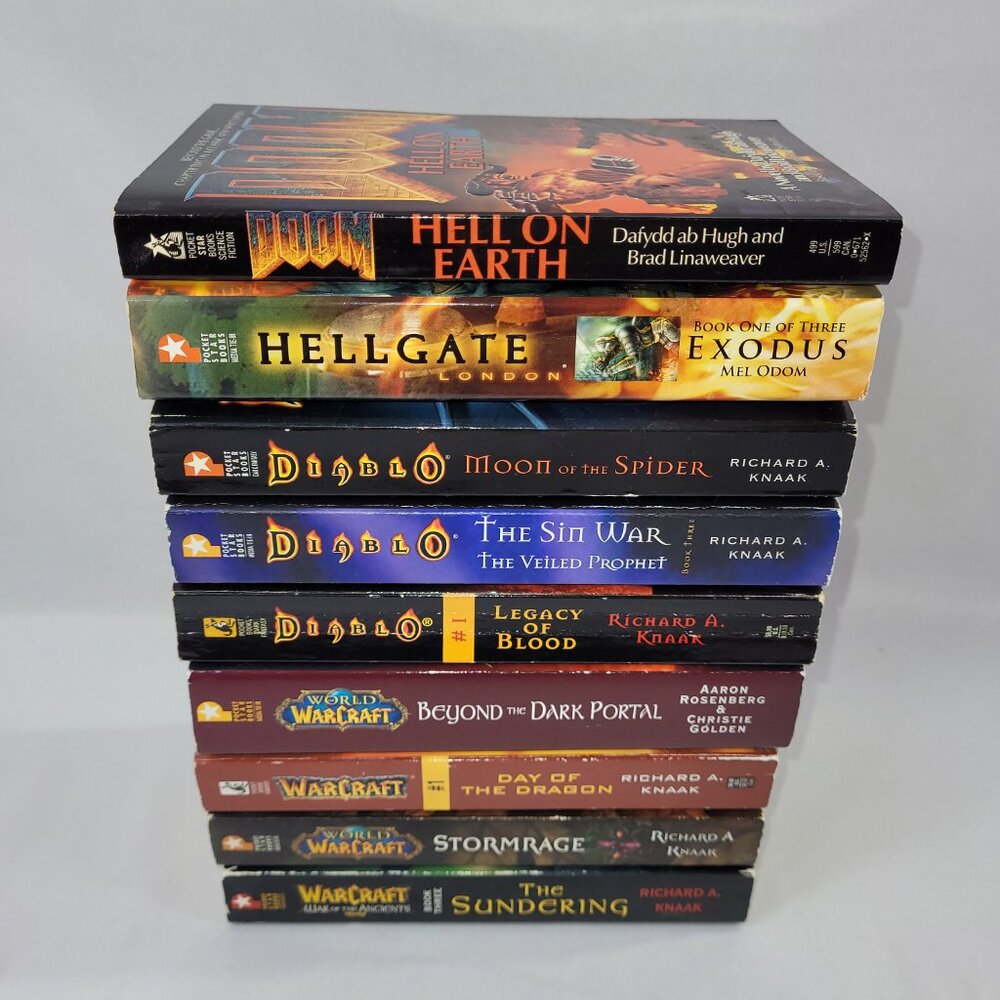 Warcraft Diablo Hellgate 9 RPG Video Game Softcover Book Lot Novel
